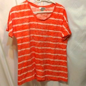 Christopher & Banks orange and white t-shirt